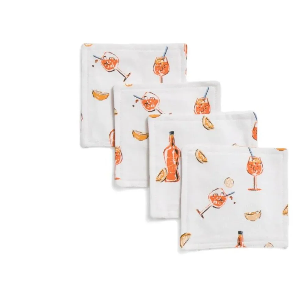 NWT INDIGO 4pk Spritz Printed Design Summer Cotton Coasters